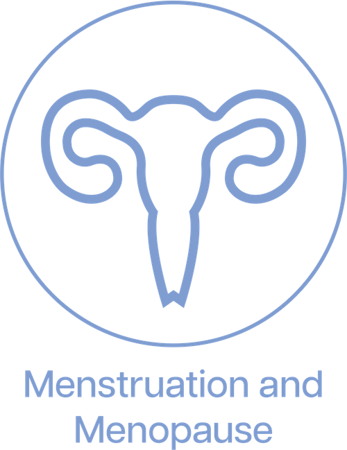 line drawing icon depicting a woman's reproductive organs