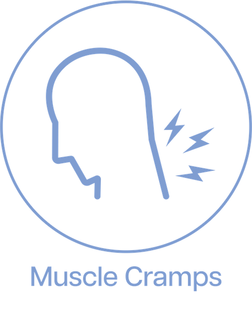 line drawing icon depicting muscle cramps on the back of the neck