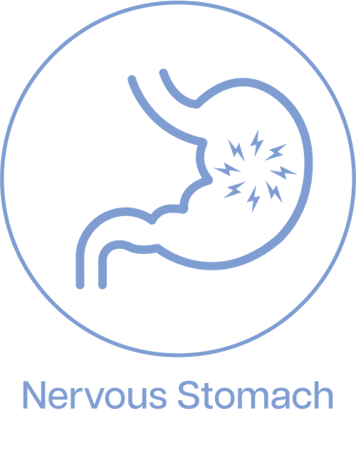 line drawing icon depicting a stomach in pain