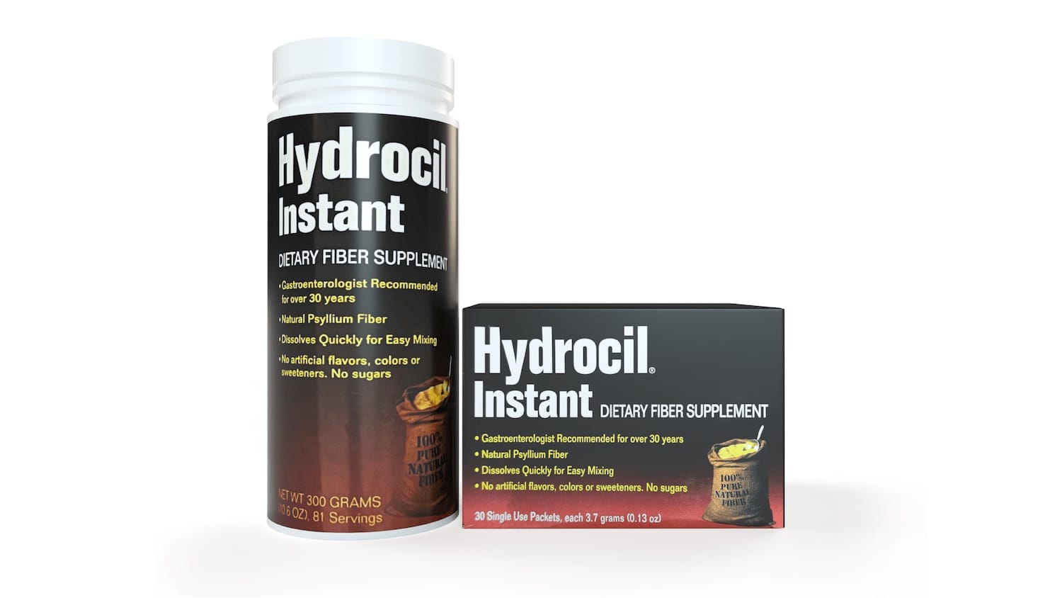 bottle and box of Hydrocil Instant